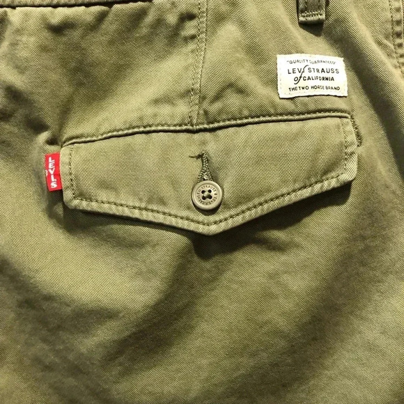 Levi’s Big E Red Tab XX Chino Shorts Women’s 31x6 Army Green Pockets - Picture 3 of 10